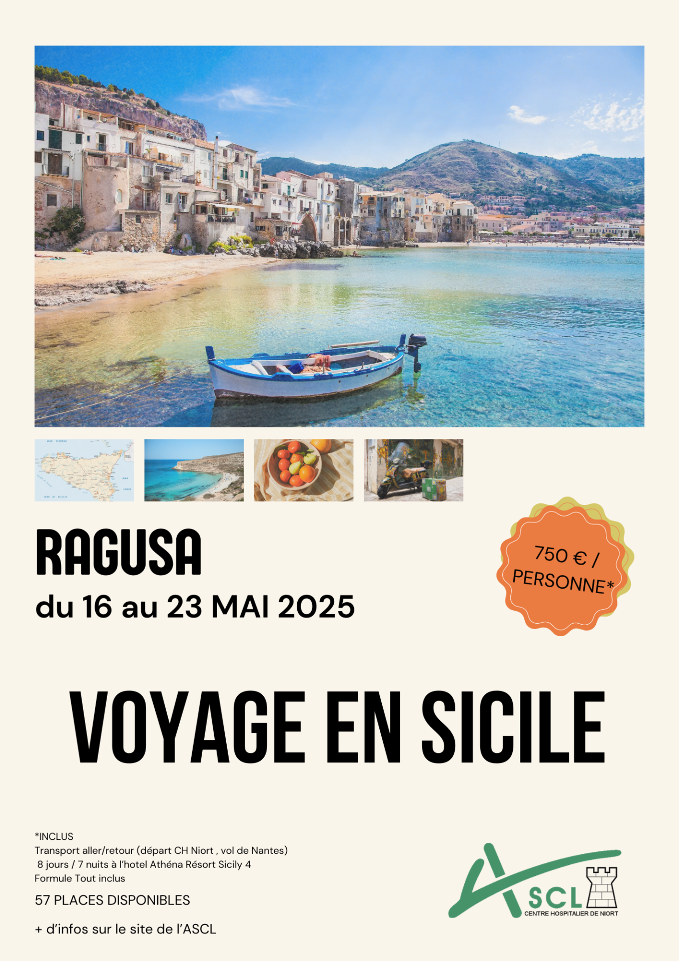 Poster voyage affiche montage photo elegant beige et noir